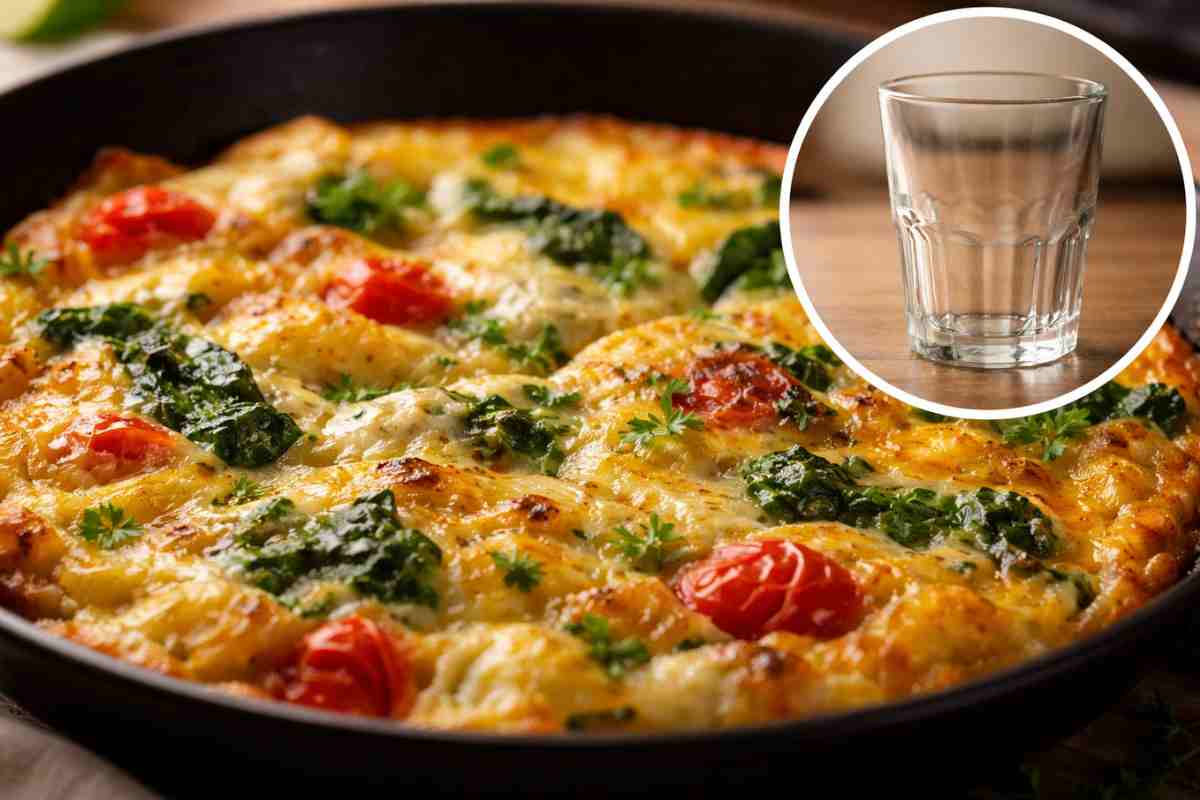 frittata non unta con trucco bicchiere